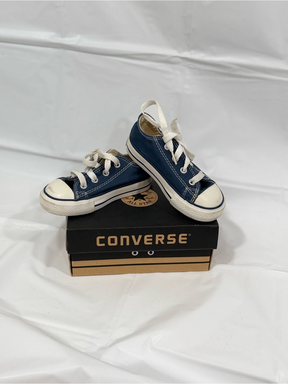 Converse Kids Navy and White Low Top Canvas Sneakers